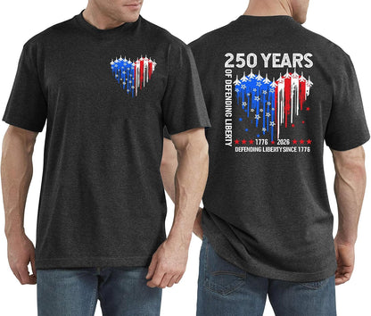 HOT250th Anniversary USA Shirts for Men American Flag T-Shirt 4th of July Shirt 250 Years Birthday Patriotic Tops