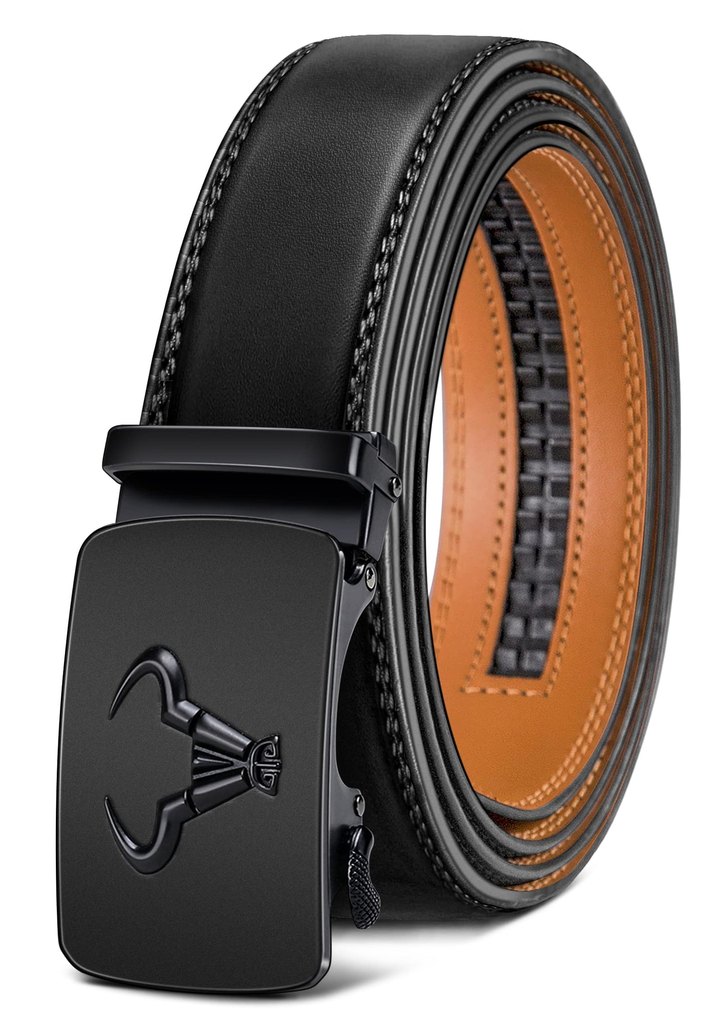 HOTBULLIANT Men's Belt,Brand Ratchet Belt Of Genuine Leather For Gift Men Dress,Size Customized