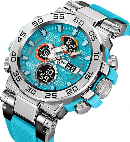 HOTfindtime Mens Watches Sports Outdoor Watch for Men Designer Large Face Military Men's Wristwatches with Date Week Alarm LED Waterproof Stopwatch