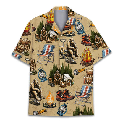 HOTTropical Bigfoot Hawaiian Shirts for Men Women, Sasquatch Summer Beach Button Down Short Sleeve