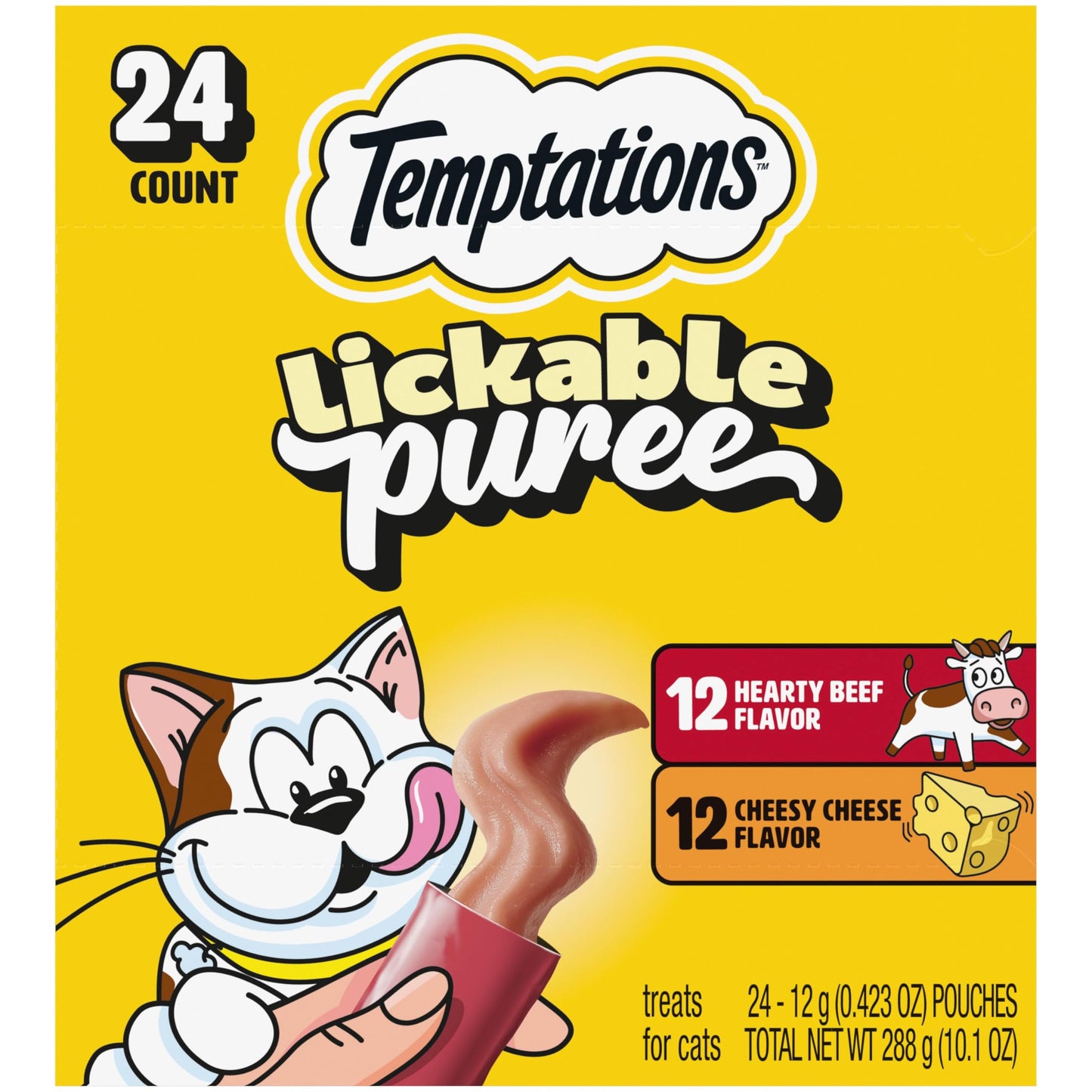 HOTTemptations Creamy Puree Cat Treats, Chicken, Salmon & Tuna, 24 Count | Under 15 calories per tube, great for senior cats, no chewing required, no added sugar, fillers, or artificial preservatives