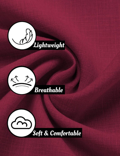 HOTCOOFANDY Men's Linen Shirts Short Sleeve Casual Shirts Button Down Shirt for Men Beach Summer Wedding Shirt
