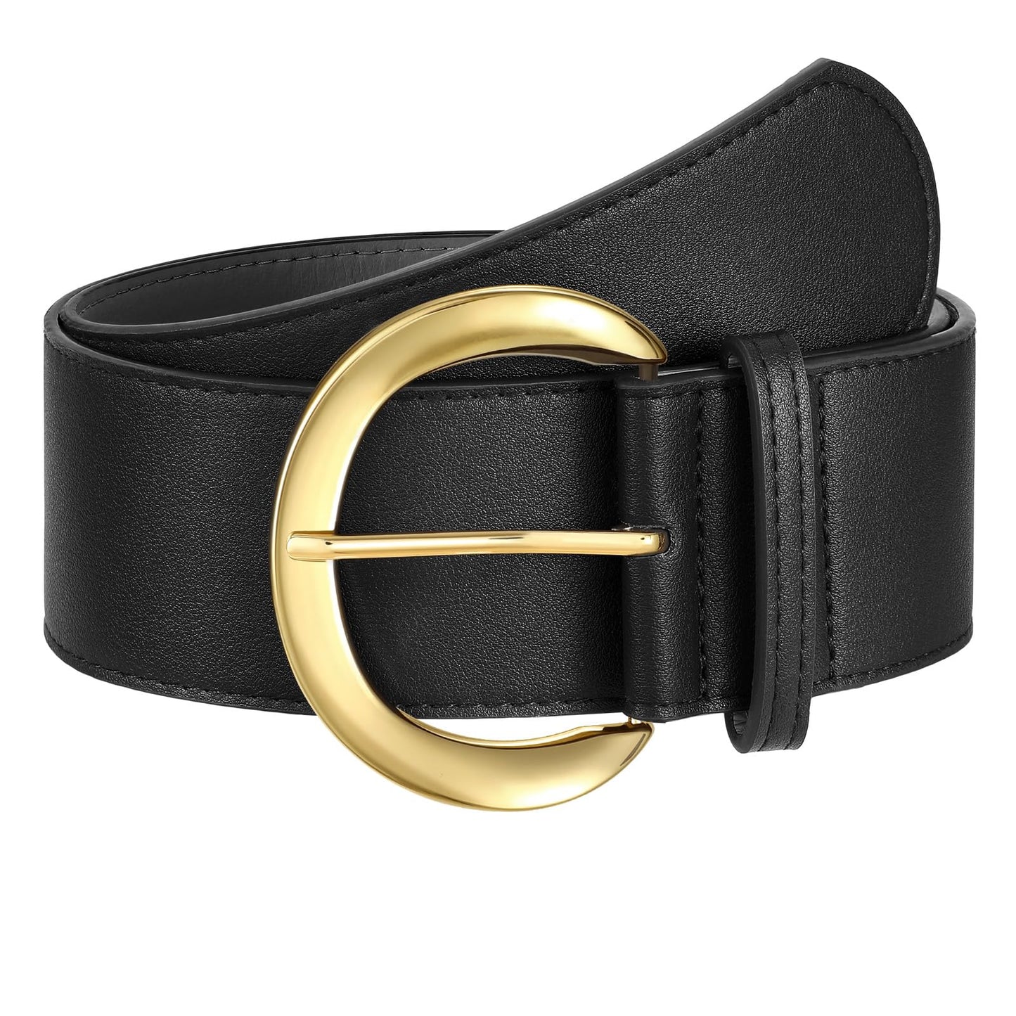 HOTWHIPPY Women’s Wide Leather Belt for Dresses Fashion Casual Laides Thick Suede Belt with Gold Buckle