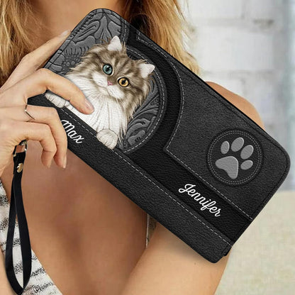 HOTCute Dogs And Cats Aesthetic Pattern - Personalized Leather Long Wallet - Birthday, Loving Gift For Pet Lovers, Dog Mom, Cat Mom