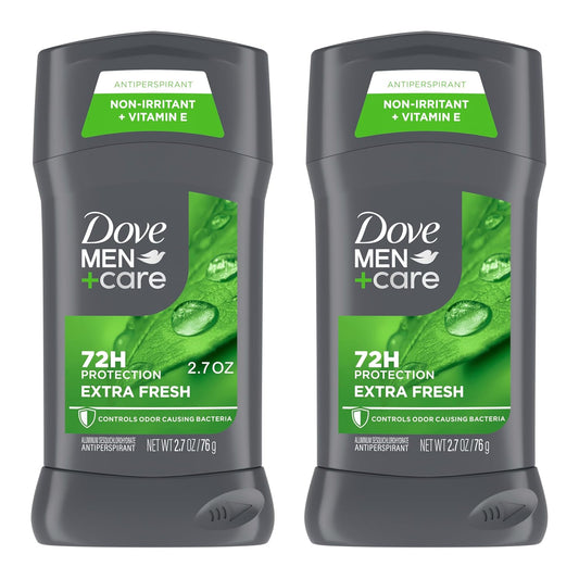 HOTDove Men+Care Extra Fresh Men's Antiperspirant Deodorant Stick Extra Fresh Twin pack With 72-hour sweat & odor protection with 1/4 Moisturizing Cream & Long-lasting Citrus Scent 2.7 oz