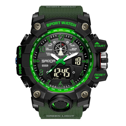 HOTKXAITO Men's Watches Sports Outdoor Waterproof Military Wrist Watch Date Multi Function Tactics LED Alarm Stopwatch