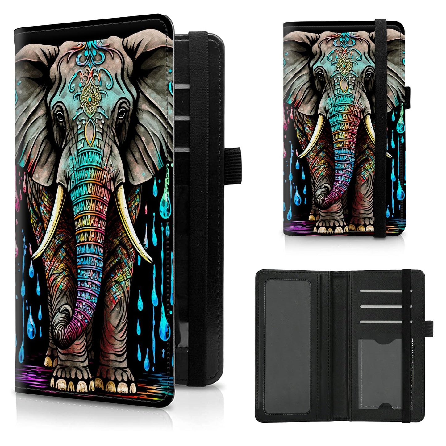 HOTCheck Book Cover for Personal Checkbook American Flag Sunflowers Cow Pattern Design PU Leather Checkbook Cover for Men Women with Card Slot & Pen Holder and Elastic Strap for Duplicate Checks
