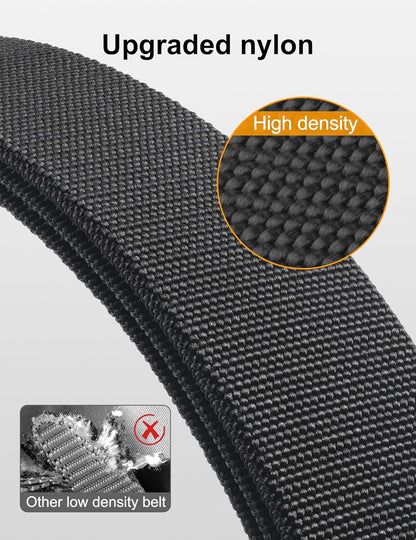 HOTJUKMO Quick Release Tactical Belt, Military Work 1.5" Nylon Web Hiking Belt | Heavy Duty Seatbelt Zinc Alloy Buckle & Stretch Belt Strap