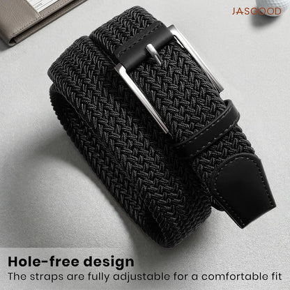HOTJASGOOD Stretchy Golf Belts for Men, 3-Pack Elastic Braided Belt for Golf Pants Jeans, 1 3/8" Casual Woven Men’s Belt