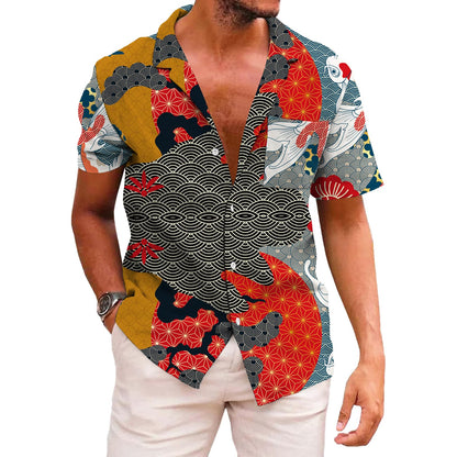 HOTKYKU Funky Hawaiian Shirt for Men Palm Beach Shirts Tropical Vacation Clothes