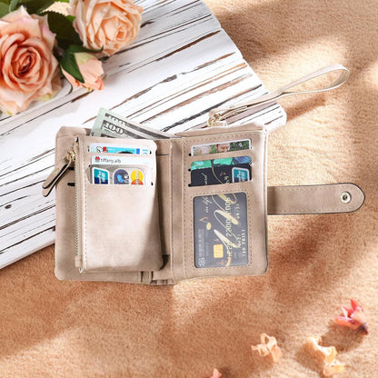 HOTPersonalized Custom Wallet with Name & Birth Flower for Women Multi Credit Card Wallet With Wrist Strap Birthday Gifts for Mom Mothers Day (Pink)