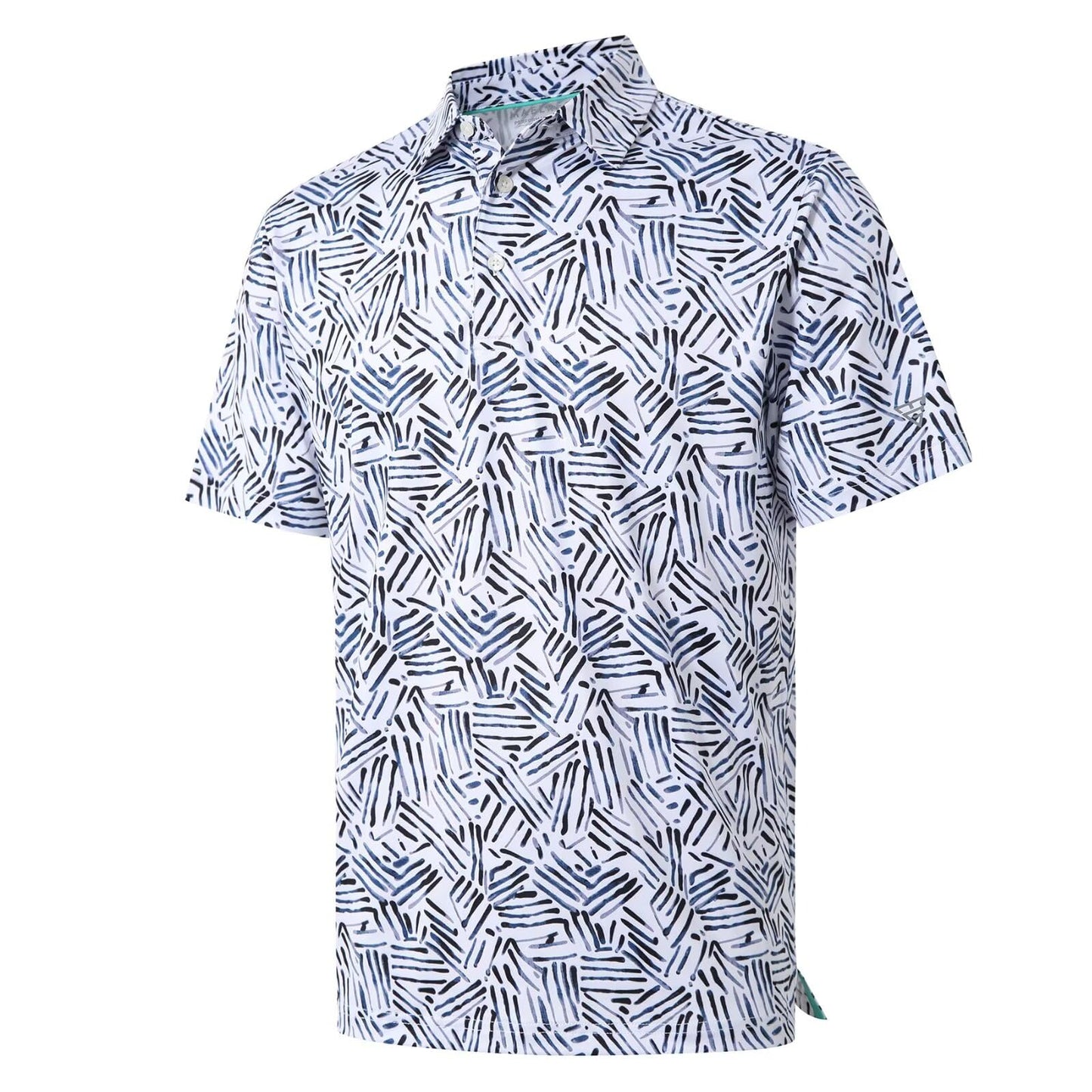 HOTGolf Shirts for Men Dry Fit Short Sleeve Print Performance Moisture Wicking Polo Shirt