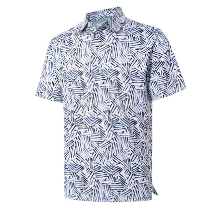 HOTGolf Shirts for Men Dry Fit Short Sleeve Print Performance Moisture Wicking Polo Shirt