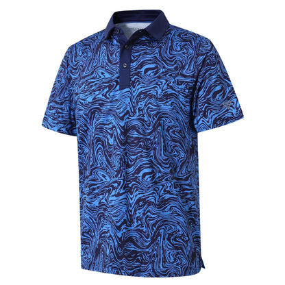 HOTGolf Shirts for Men Dry Fit Short Sleeve Print Performance Moisture Wicking Polo Shirt