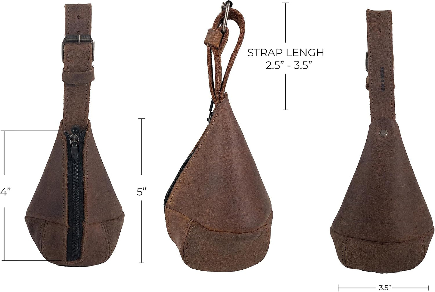 HOTHide & Drink, Leather Multipurpose Hanging Bag, Coin Cash Pouch, Key Organizer, Cable Holder, Handmade :: Bourbon Brown