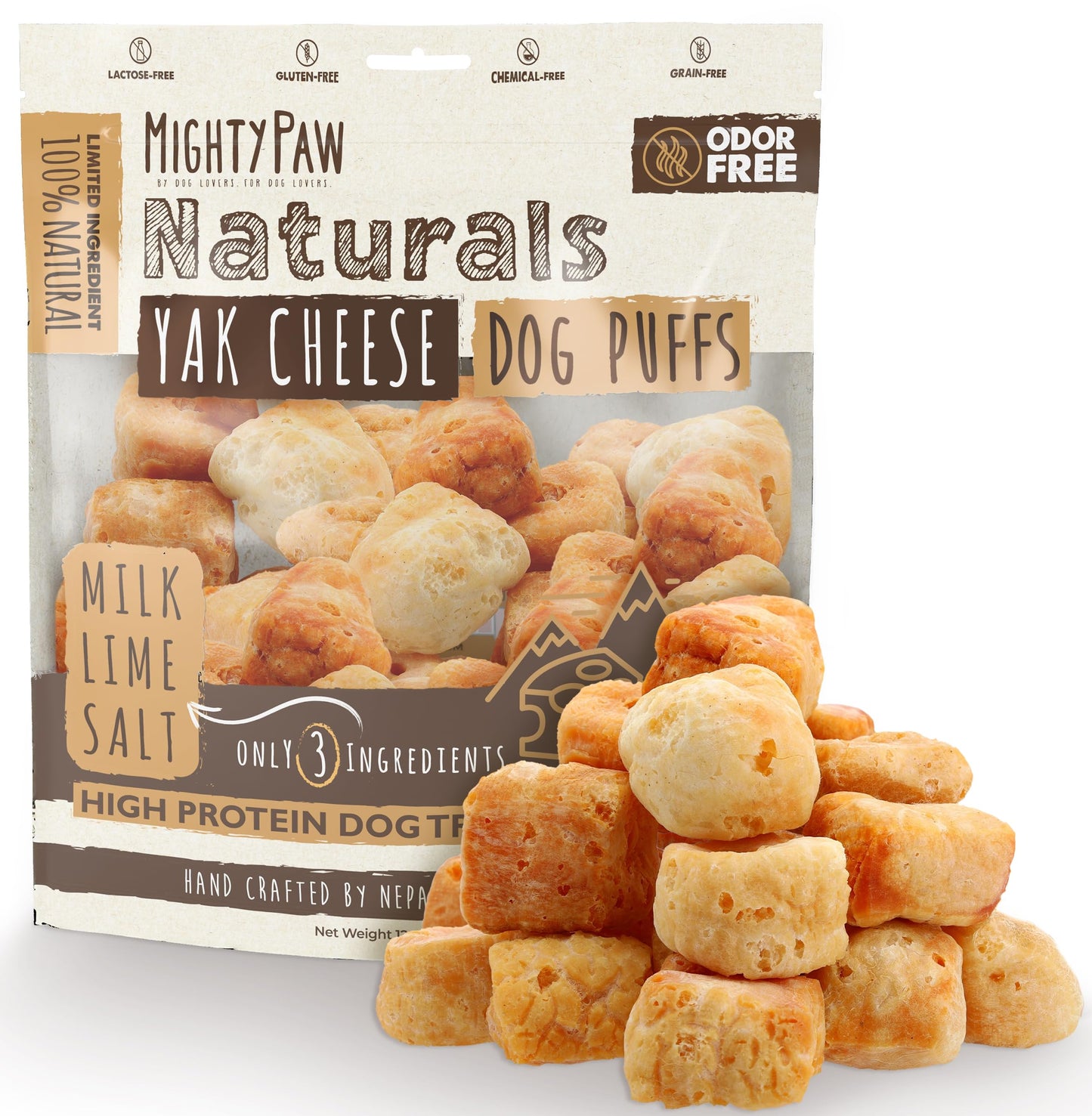 HOTMighty Paw Yak Cheese Dog Chews – All-Natural Long Lasting Hard Chew for Aggressive Chewers – High Protein, Odor-Free Dog Treat – 3 Ingredient Natural Yak Chews for Large Dogs – (4 Pack)