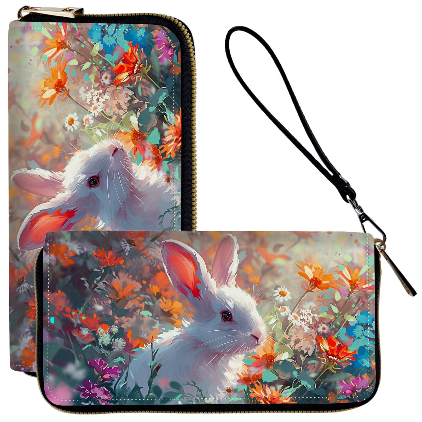 HOTLadies Wallet,Clutch Purses for Women Wallets Leather Credit Card Holder for Women Wristlet Slim Small Cute with Zipper,Thin RFID Blocking with Wrist Strap,Glitter Dragonfly Moon