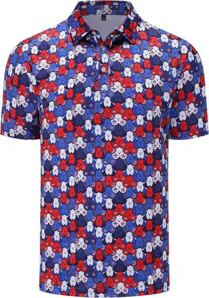 HOTMens Golf Polo Shirts Short Sleeve Moisture Wicking Dry Fit Performance Casual Funny Golf Polo Shirts for Men