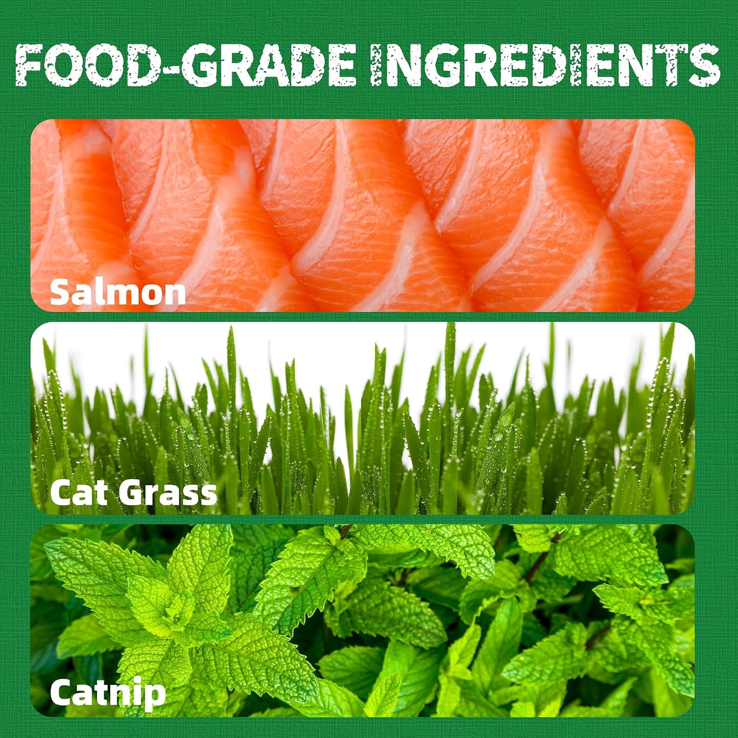 HOTJust Try Cat Treats for Indoor Cats Hairball Control Natural Salmon Healthy Cat Grass Treats Kitten Snacks Training Biscuits Catnip for Cats Dental Care 13.4 OZ