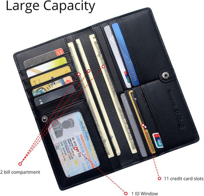 HOTBveyzi Ultra Slim Thin Leather RFID Blocking Credit Card Holder Bifold Clutch Wallets for Women