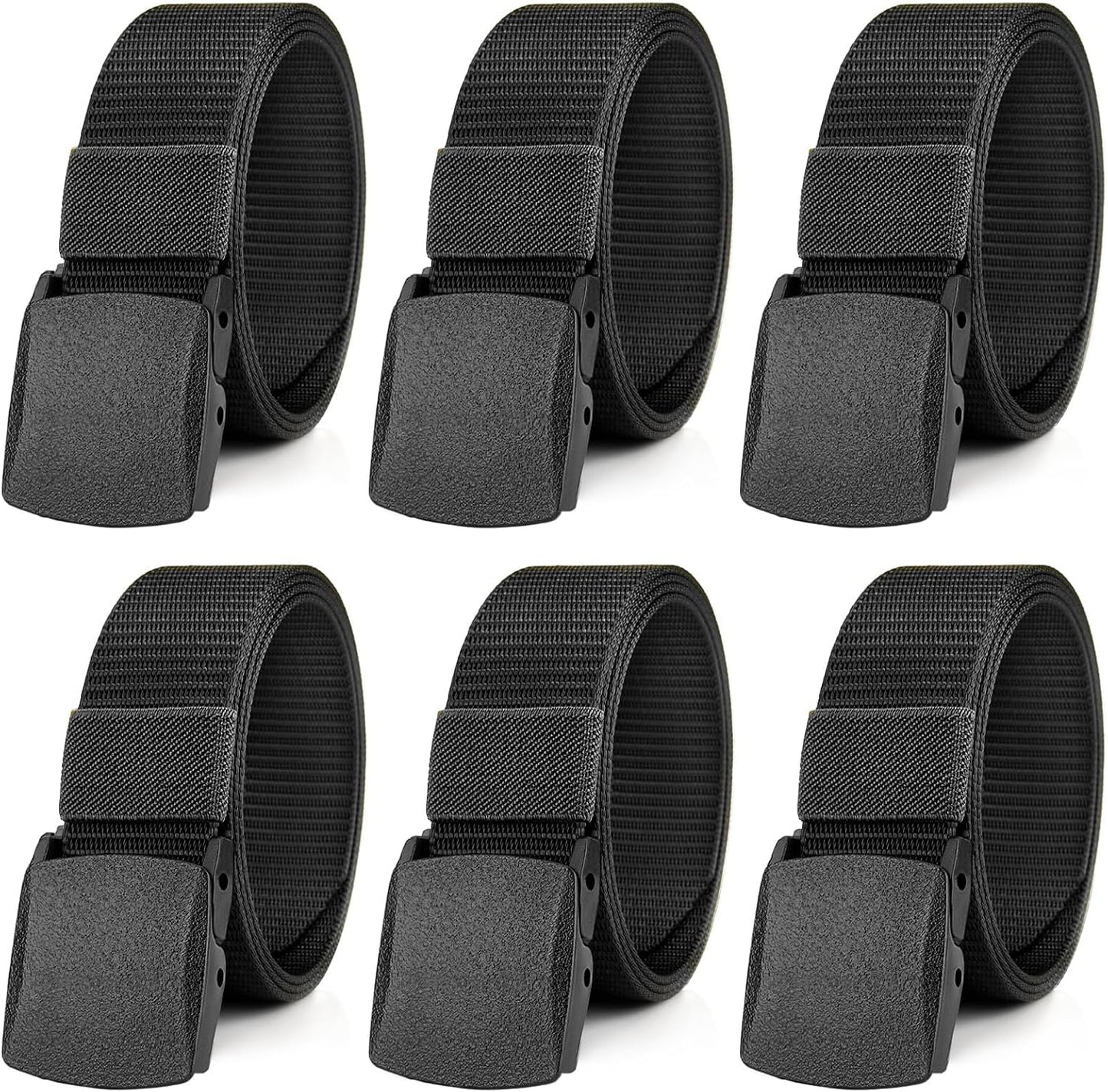 HOT6 Pack Nylon Military Tactical Belt for Men/Women Webbing Canvas Work Belts with Plastic Buckle