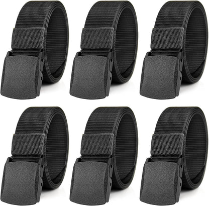 HOT6 Pack Nylon Military Tactical Belt for Men/Women Webbing Canvas Work Belts with Plastic Buckle