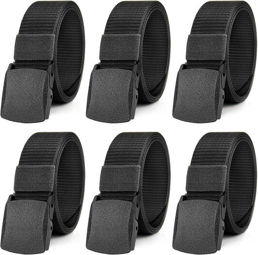 HOT6 Pack Nylon Military Tactical Belt for Men/Women Webbing Canvas Work Belts with Plastic Buckle