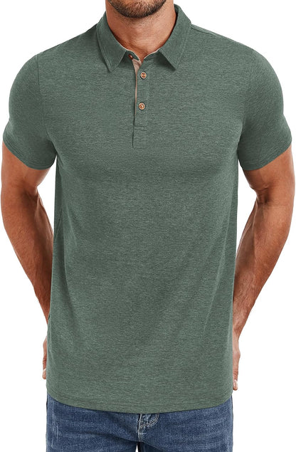 HOTPEGENO Mens Polo Shirts Short Sleeve Casual Cotton Golf Shirts Performance Polo Shirts for Men