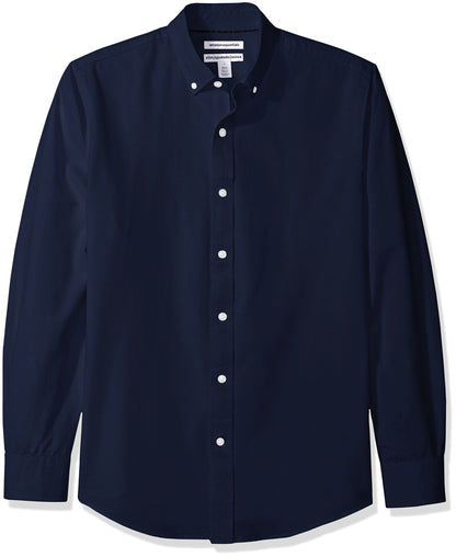 HOTAmazon Essentials Men's Regular-Fit Long Sleeve Oxford Shirt, 100% Cotton