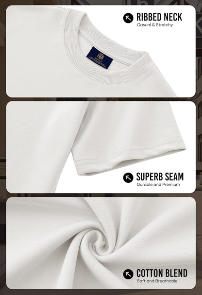 HOTHerberton Mens Oversized T-Shirts Heavyweight Cotton Stretch Fashion Thick Tee Tops (S-3XL)