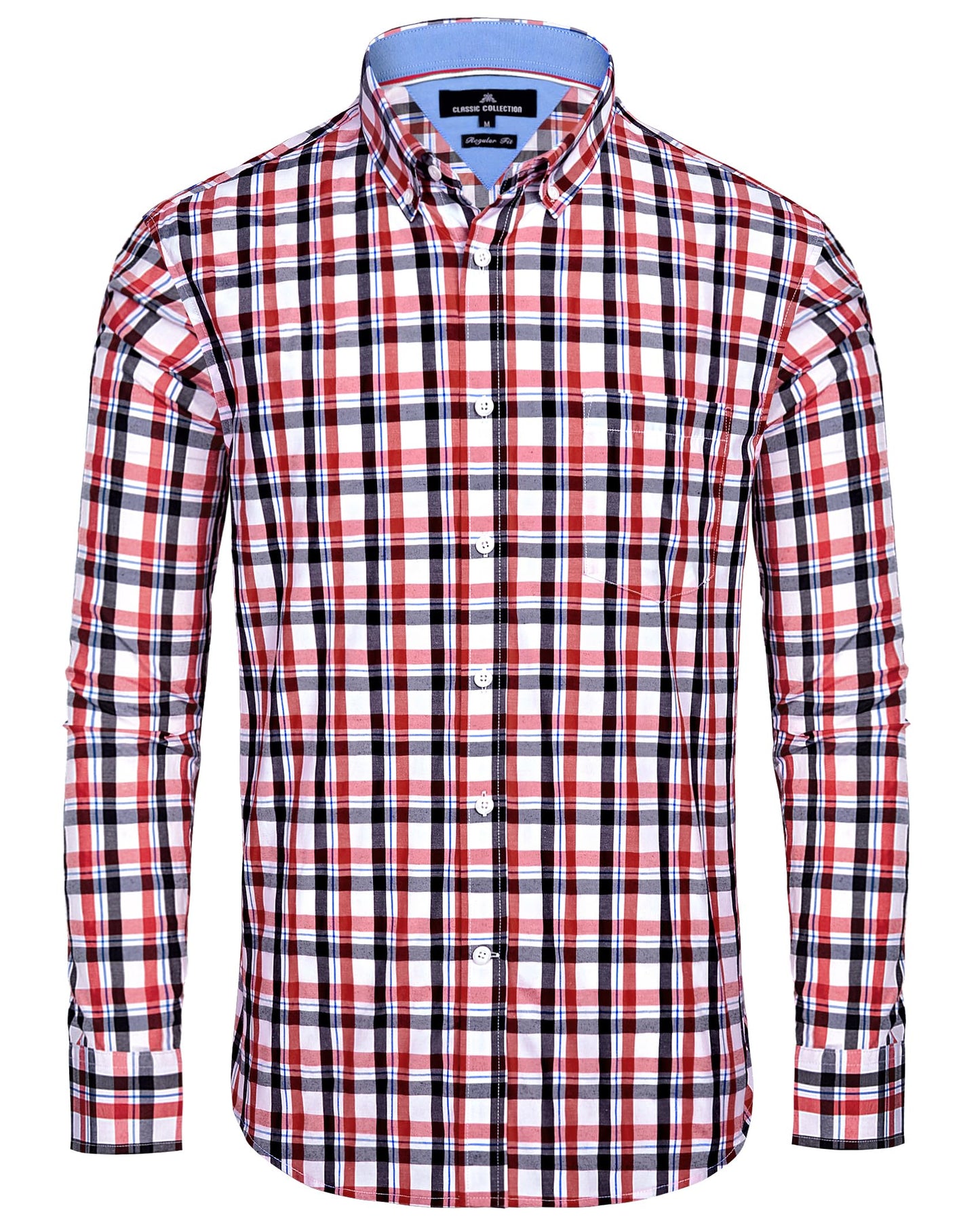 HOTAlimens & Gentle Men's Plaid Button Down Shirts Cotton Long Sleeve Dress Shirts Regular Fit Gingham Shirts