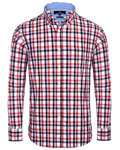 HOTAlimens & Gentle Men's Plaid Button Down Shirts Cotton Long Sleeve Dress Shirts Regular Fit Gingham Shirts
