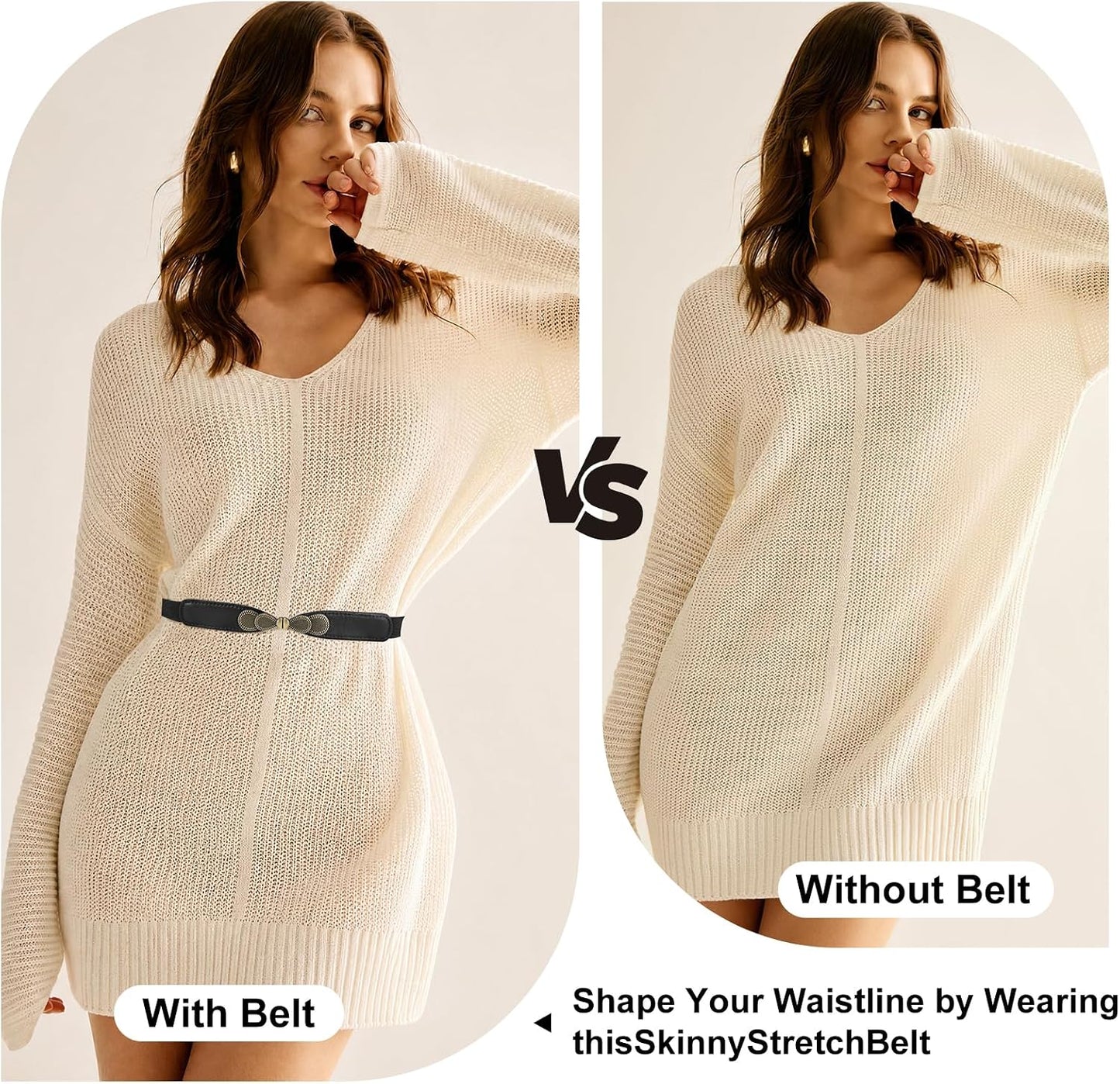 HOTJASGOOD Women Skinny Elastic Stretch Belt for Dresses Retro Ladies Waist Vintage Thin Belt