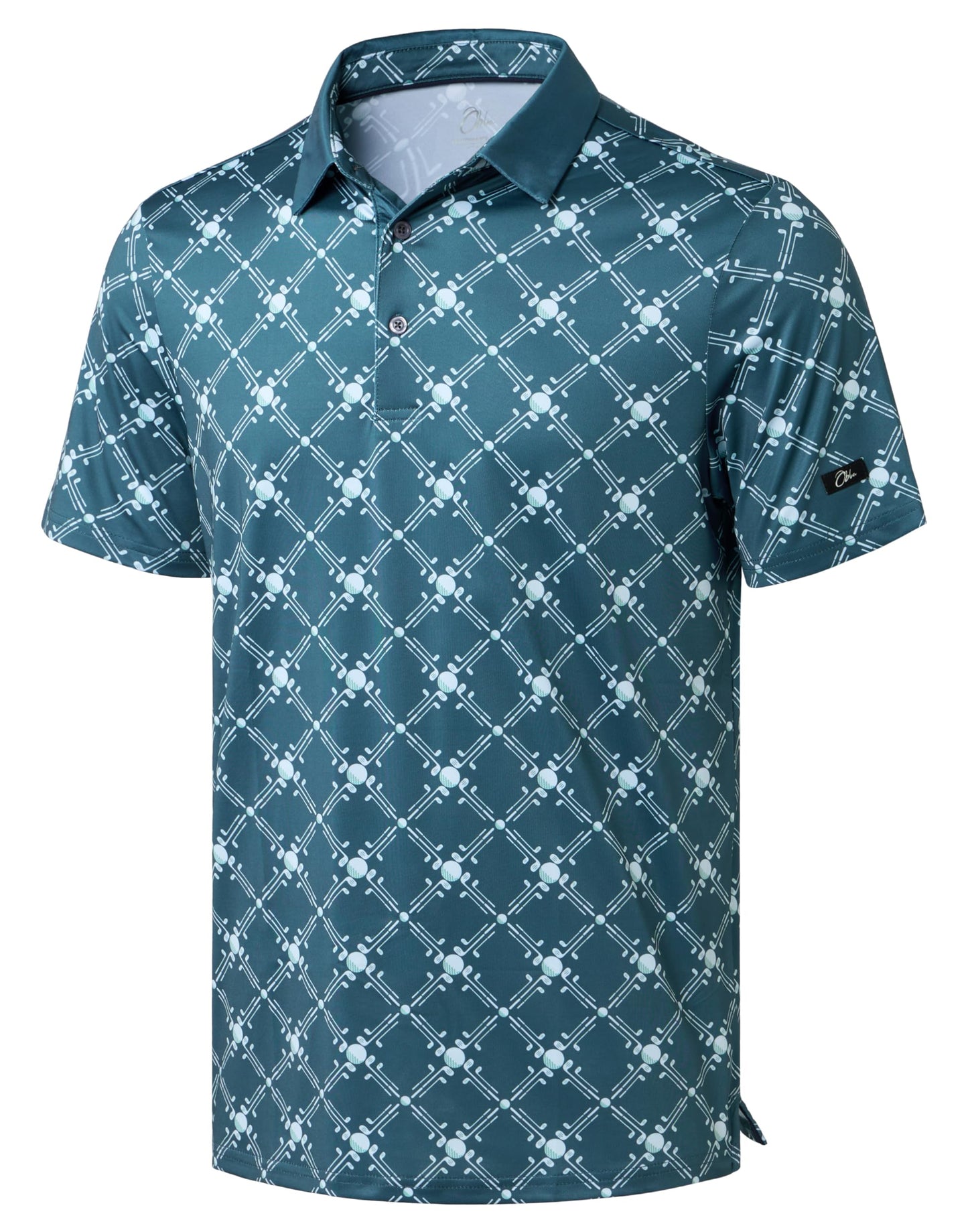 HOTObla Mens Golf Polo Shirts Short Sleeve Dry Fit Performance Moisture Wicking Casual Print Collared Golf Shirts for Men
