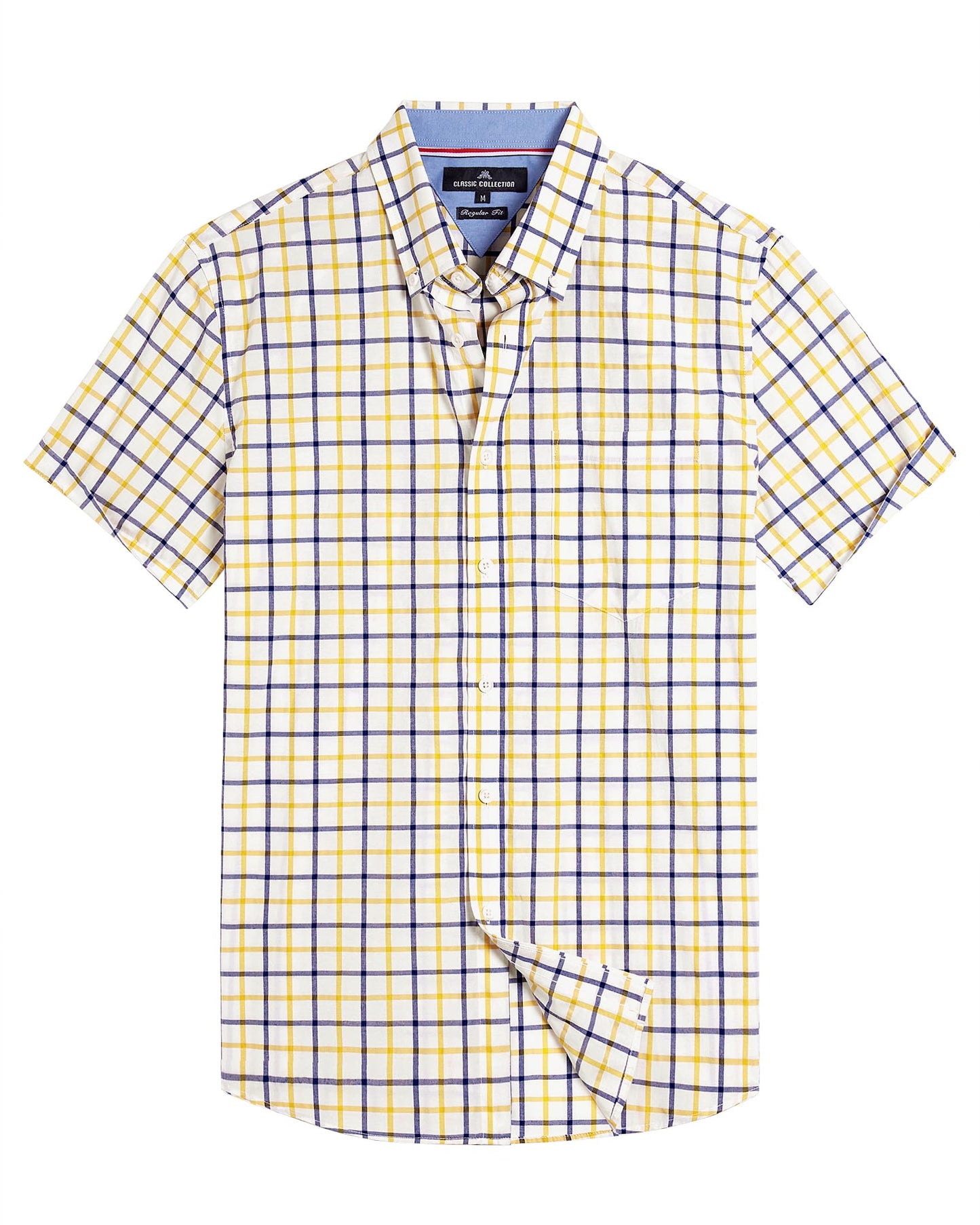 HOTAlimens & Gentle Plaid Mens Short Sleeve Button Down Shirts with Pocket | Lightweight,Button-Down Collar,Regular Fit,Excellent Colors,Breathable,Casual,Cotton Blend,Easy Care