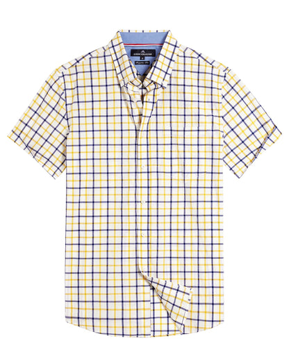 HOTAlimens & Gentle Plaid Mens Short Sleeve Button Down Shirts with Pocket | Lightweight,Button-Down Collar,Regular Fit,Excellent Colors,Breathable,Casual,Cotton Blend,Easy Care