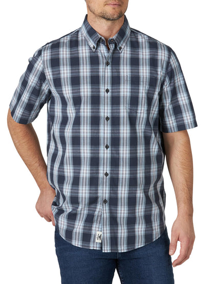HOTWrangler Authentics Men's Short Sleeve Classic Plaid Shirt
