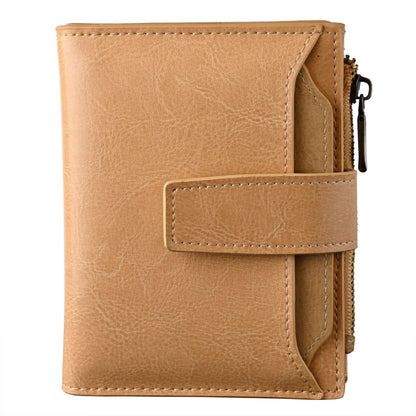 HOTBveyzi Small Leather Wallet for Women, RFID Bifold with ID Window | Holds 11 cards, a pull-out ID sleeve, zippered coin pocket & bill slot — fits crossbody bags and keeps everything organized