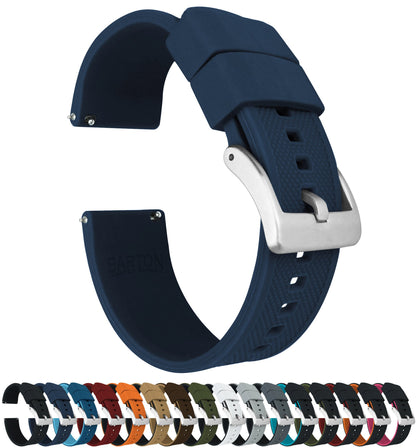 HOTBARTON Elite Silicone Watch Bands - Quick Release - Choose Strap Color & Buckle Color (Stainless Steel, Black PVD or Gunmetal Grey) - 18mm, 20mm, 22mm & 24mm Watch Straps