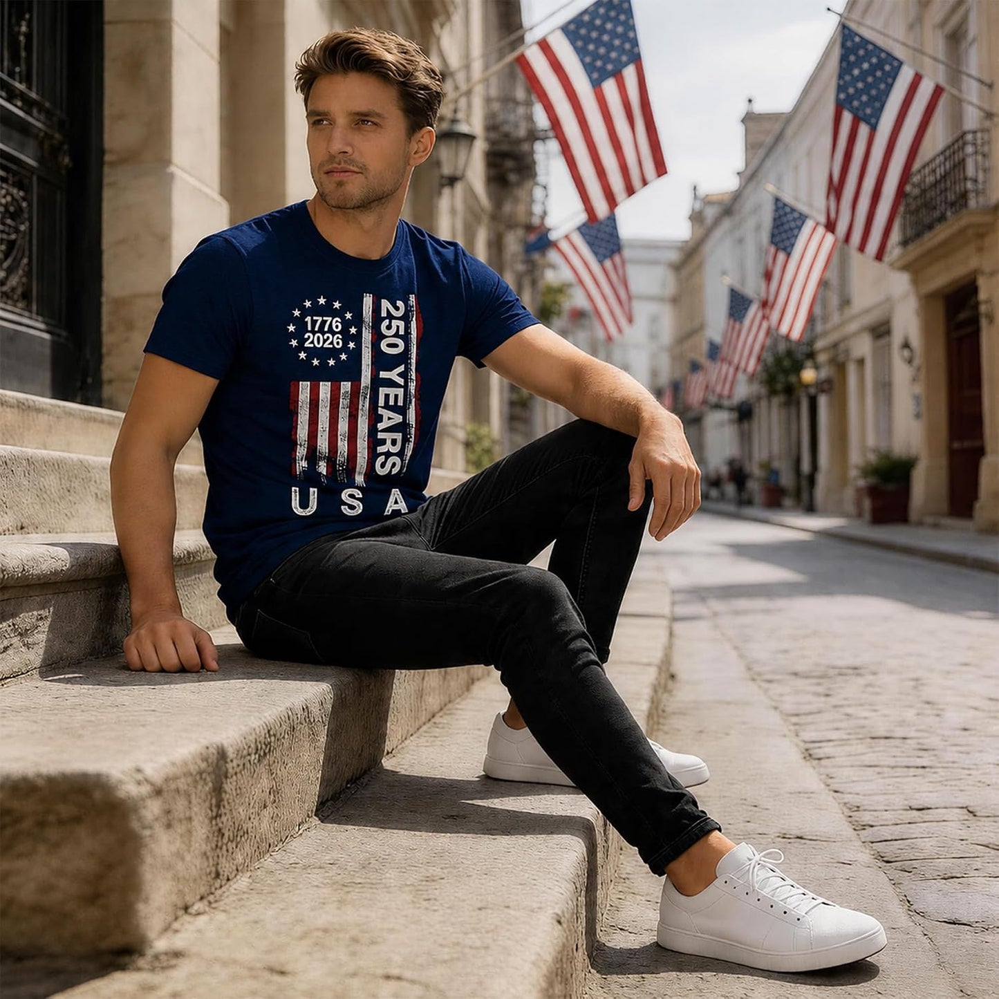 HOT250 Anniversary USA Shirts: 1776-2026 250th Birthday Patriotic American Flag T-Shirt 4th of July Shirt