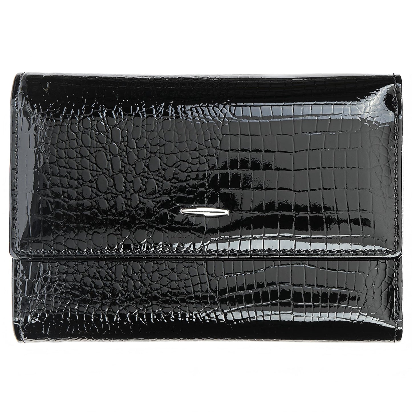 HOTWomen's Wallet Oil-waxed Genuine Leather, Crocodile Embossed Compact Bi-fold Wallet for Women with Magnetic Closure, Multi Card Slots, ID Window, Zipper Pockets (Red)