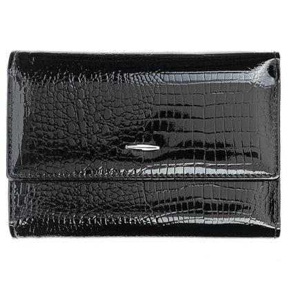 HOTWomen's Wallet Oil-waxed Genuine Leather, Crocodile Embossed Compact Bi-fold Wallet for Women with Magnetic Closure, Multi Card Slots, ID Window, Zipper Pockets (Red)