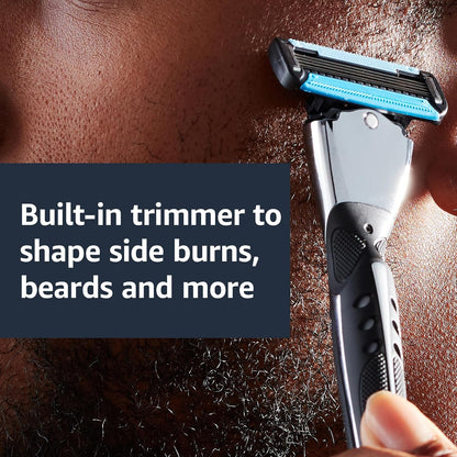 HOTAmazon Basics 5-Blade MotionSphere Men's Razor with Dual Lubrication, Vitamin E, Precision Trimmer, 1 Handle & 16 Cartridges, Black