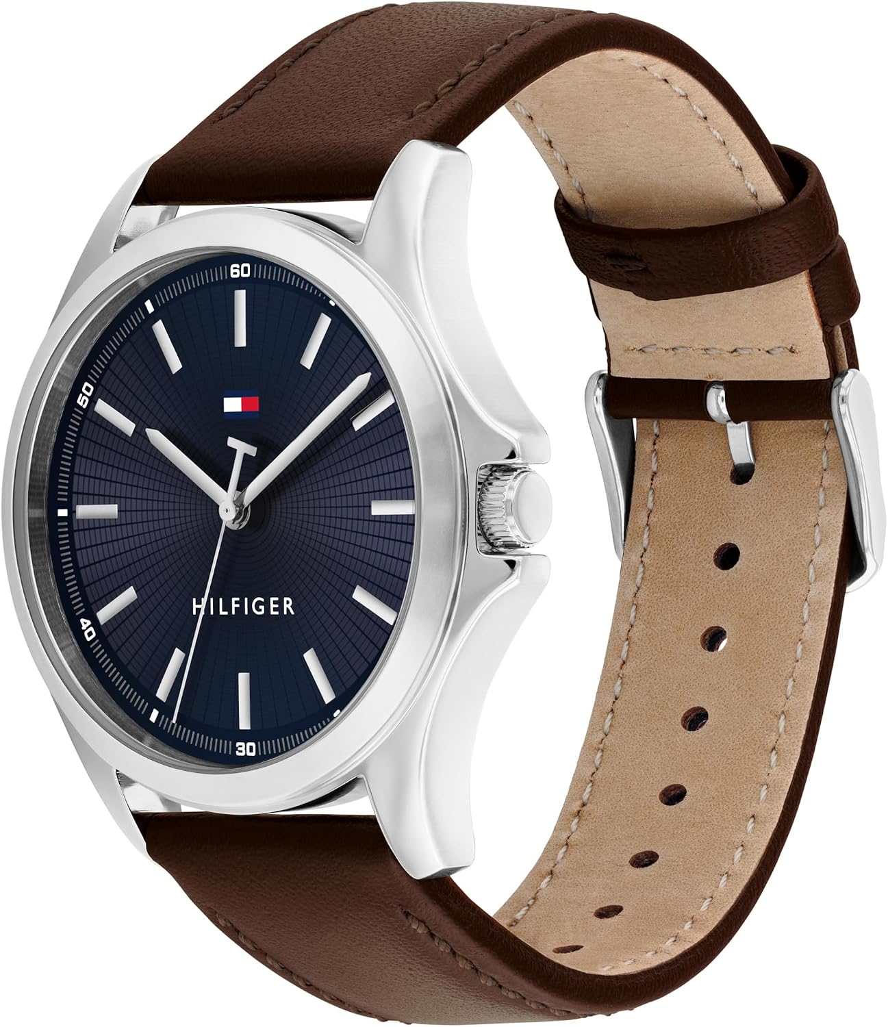 HOTTommy Hilfiger Men's 3-Hand Quartz Watch – 42mm Case, Leather Strap, 3 ATM Water Resistant, Modern Everyday Timepiece, Gift for Him