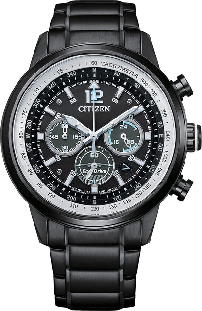HOTCitizen Men's Sport Casual Avion Eco-Drive Chronograph Watch, Dual Time Zones, 12/24 Hour Time, Spherical Mineral Crystal, Field Watch