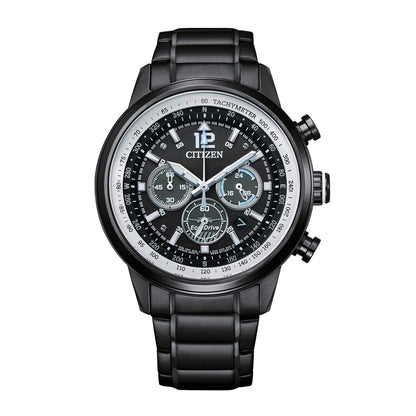 HOTCitizen Men's Sport Casual Avion Eco-Drive Chronograph Watch, Dual Time Zones, 12/24 Hour Time, Spherical Mineral Crystal, Field Watch
