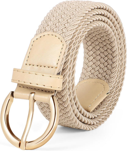 HOTJASGOOD Women Men Braided Woven Elastic Stretch Waist Belt Golf Canvas Fabric Casual Belt for Jeans Pants
