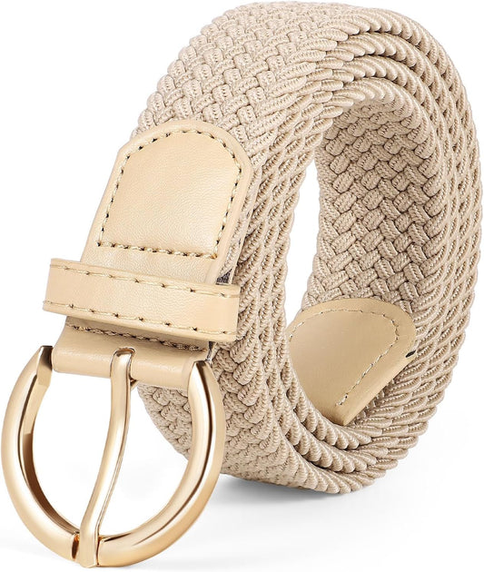 HOTJASGOOD Women Men Braided Woven Elastic Stretch Waist Belt Golf Canvas Fabric Casual Belt for Jeans Pants