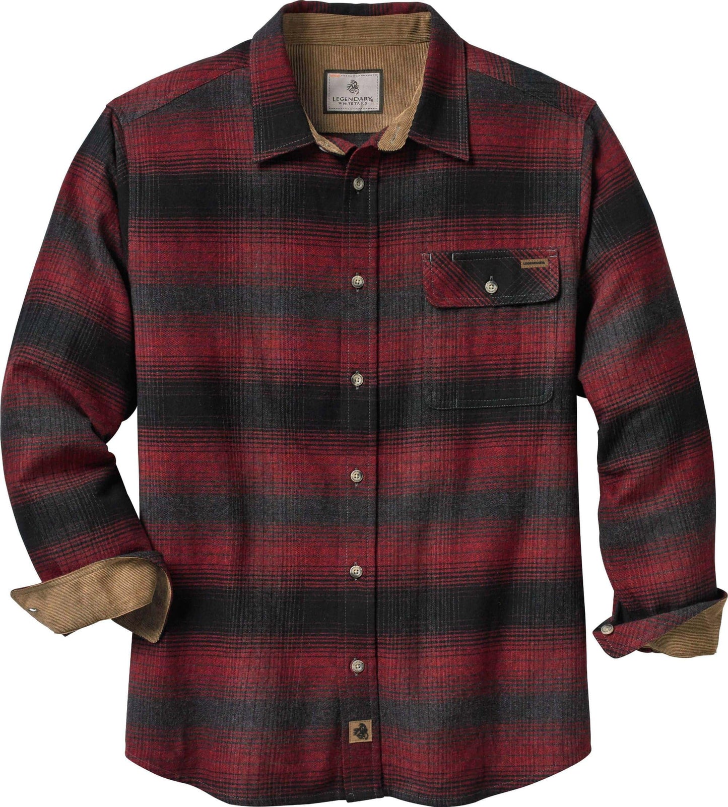 HOTLegendary Whitetails Mens Long Sleeve Button Down 100% Cotton Flannel Shirt