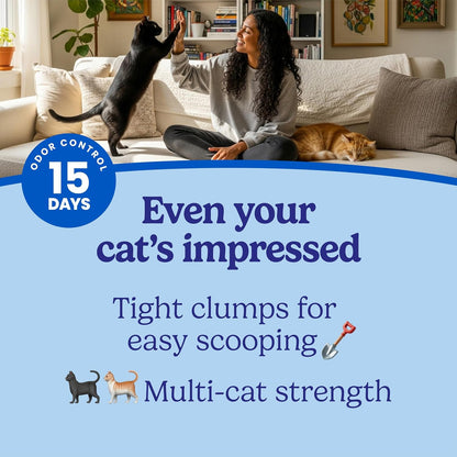 HOTFresh Step Advanced Extreme Clump Multi Cat Clumping Litter with Febreze Freshness, Mountain Spring Scent, Ammonia Block Technology, Low Dust, Low Tracking, 18.5 lb. Box, Pack of 2